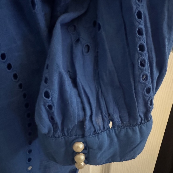 Anthropologie Blue Forever That Girl Medium eyelet blouse - Picture 8 of 9